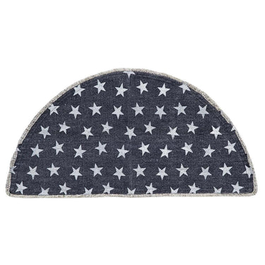 Multi Star Navy Cotton Rug Half Circle 16.5